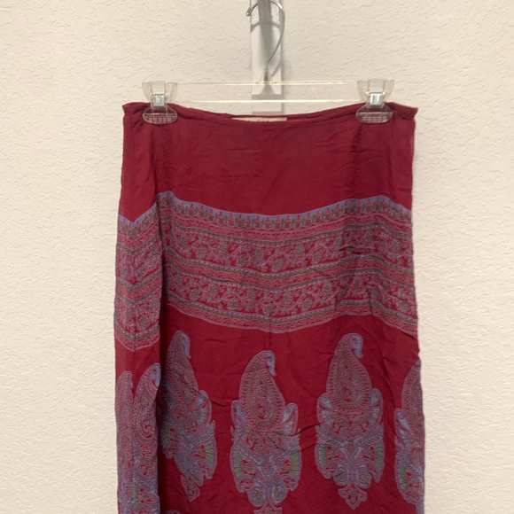 Y2K Free People Red Purple Boho Print Midi Skirt - Picture 2 of 8